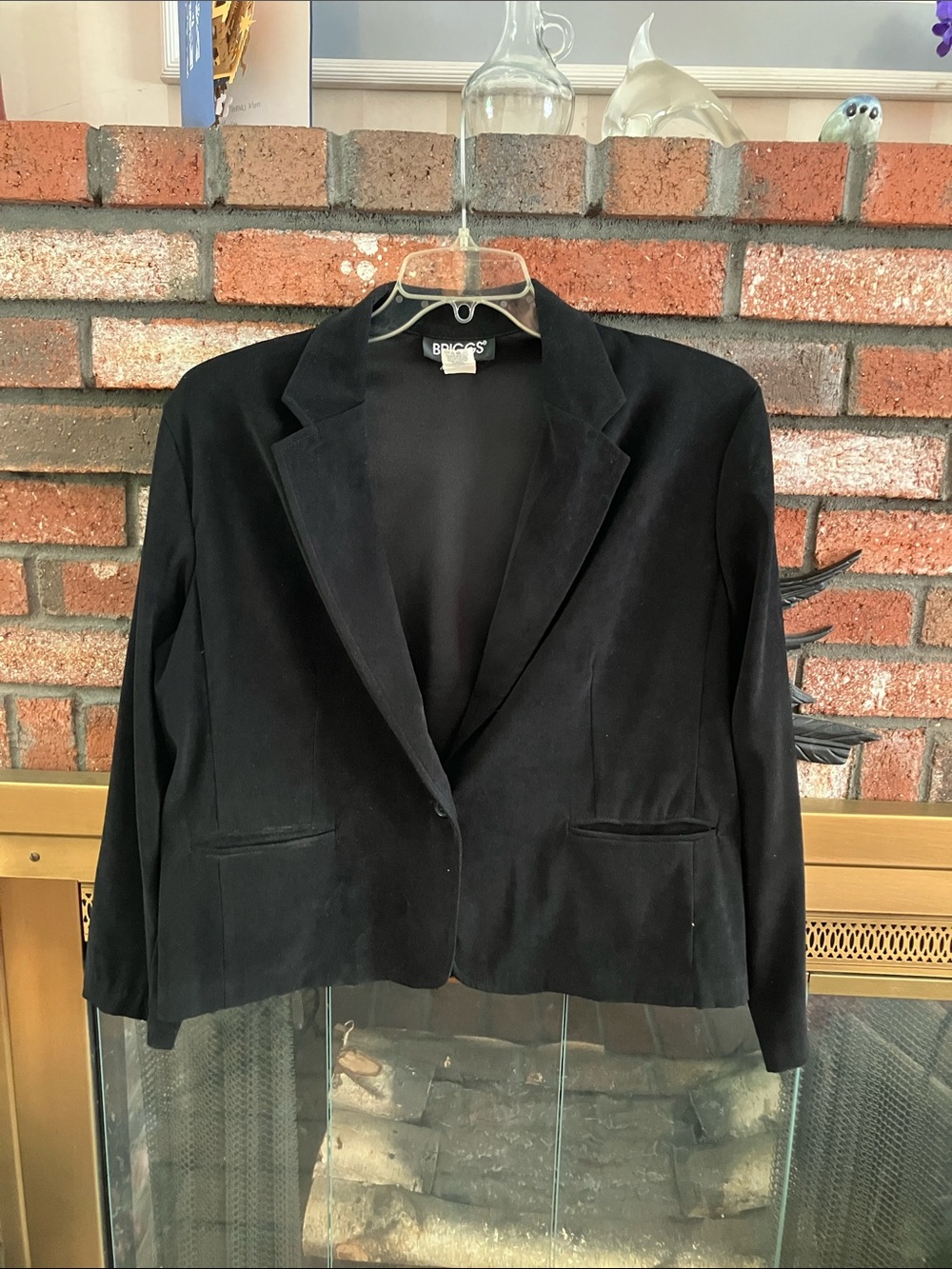 Briggs Black Velvet Blazer Jacket Size 16p